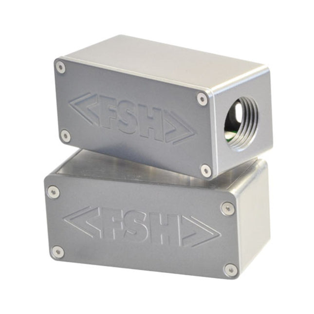 Full overview of the white FSH FSS1-S surface-mount high-security door monitoring sensor shown with its companion multi-magnet array faceplate.