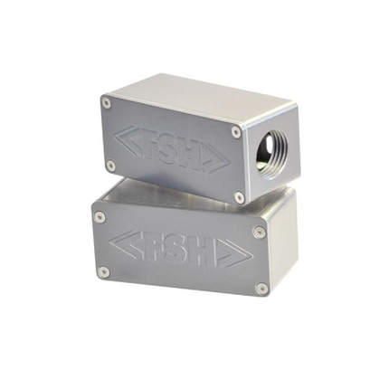 Side view of FSS1-S-NC high security sensor showing the no-conduit (NC) rear cable entry and IP67 waterproof rated housing.