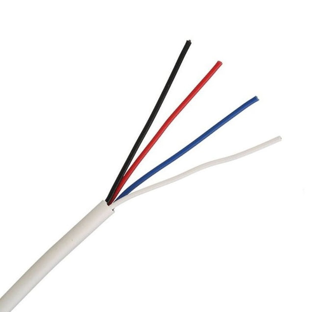 Global Cable 4-core 7/0.20 white security cable, 300m roll