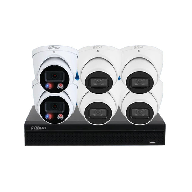 Dahua CCTV Kit, 2 x TiOC & 4 x WizSense Turret Security Cameras with 8 Channel AI NVR - CCTV Guru