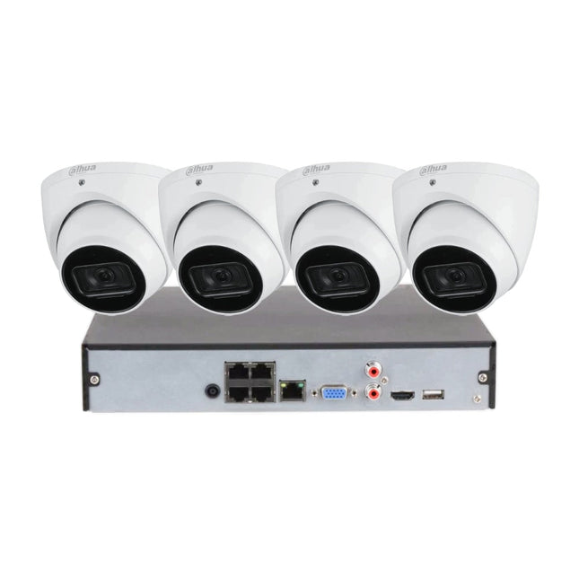Dahua 6MP IR Cameras & Lite NVR: 4 x 6MP Turret Cameras + 4 Channel Lite NVR with 4 x PoE - CCTV Guru