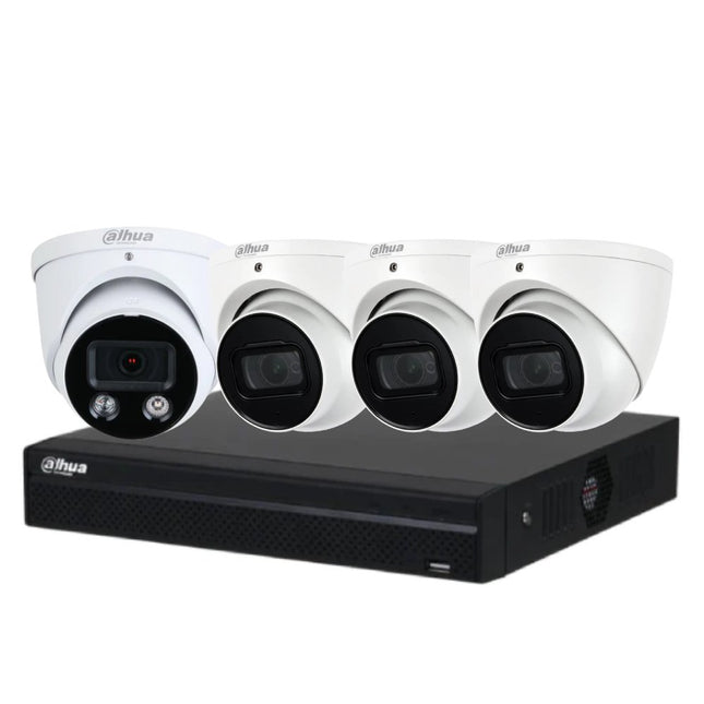 Dahua 5 MP + 4 Channels Kit: 1 x 6 MP TiOC and 3 x 5 MP Turret Cameras with 4CH NVR, GR - DH - 5MP4CH - CCTV Guru