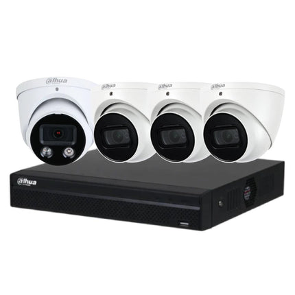 Dahua 8 MP + 4 Channels Kit: 1 x 8 MP TiOC and 3 x 8MP Turret Cameras with 4CH NVR, GR - DH - 8MP4CH - CCTV Guru