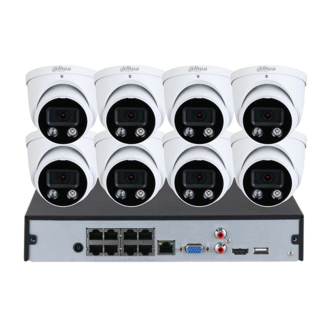 Dahua 8MP TiOC CCTV Kit: Full Colour Night Vision, Audible Warning And Two - way Audio with PoE AI NVR - CCTV Guru
