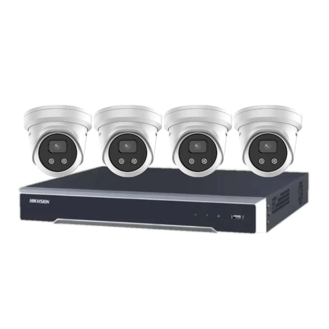 Hikvision 4 x 6MP Camera + 4 Channel NVR CCTV Kit: 4 AcuSense Turret Cameras + 4CH 4K NVR Security Bundle - CCTV Guru