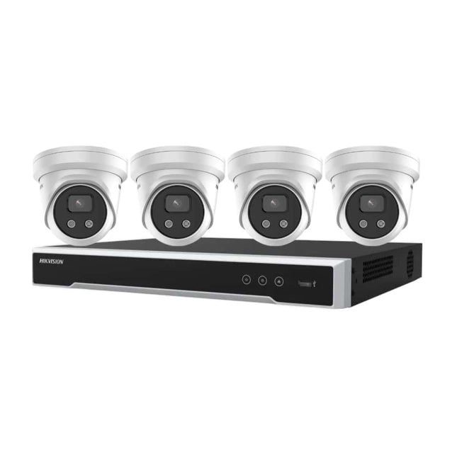 Hikvision 4 x 8MP Cameras & 8CH NVR CCTV Kit: 4 AcuSense Turret Cameras + 8CH 8K NVR Bundle - CCTV Guru