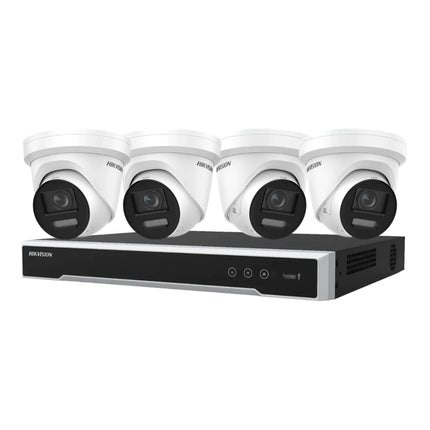 Hikvision 4 x 8MP Cameras & 8 Channel NVR CCTV Kit: 4 x ColorVu Turret Cameras + 8CH 8K NVR Bundle - CCTV Guru