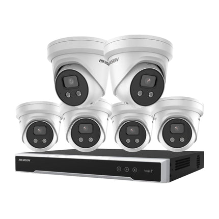 Hikvision 2 x 6MP Lifeguard + 4 x 6MP & 8CH NVR CCTV Kit: 6 Turret Cameras + 8CH 8K NVR Bundle - CCTV Guru