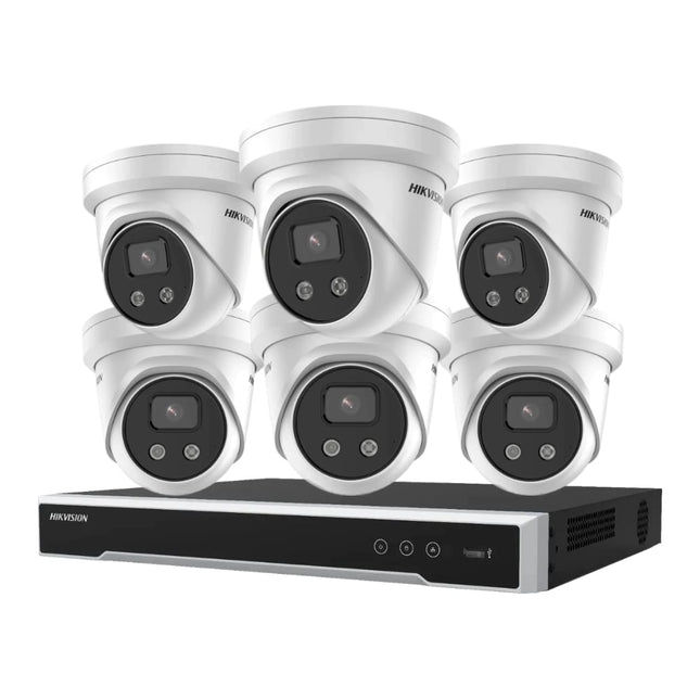 Hikvision 6 x 8MP Cameras + 8 Channel NVR CCTV Kit: 6 AcuSense Turret Cameras + 8CH 8K NVR Bundle - CCTV Guru
