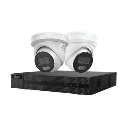 HiLook 2 x 6MP Cameras CCTV Kit: 1 x Strobe & 1 x AI Turret Cameras + 4CH NVR Bundle - CCTV Guru