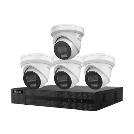 HiLook 4 x 6MP Cameras CCTV Kit: 1 x Strobe & 3 x AI Turret Cameras + 4CH or 8CH NVR Bundle - CCTV Guru