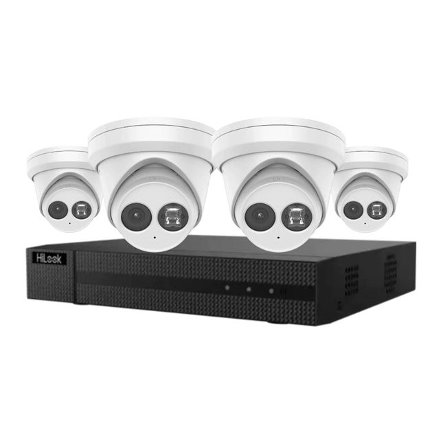 HiLook CCTV Kit, 4 x 8 MP AI Fixed Turret Camera + 8 Channel 4K NVR - CCTV Guru