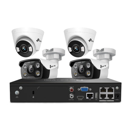 TP - Link VIGI 4 x 5MP Cameras & 4CH NVR CCTV Kit: 2 x Bullet & 2 x Turret Cameras + 4CH 4K PoE+ NVR Bundle - CCTV Guru