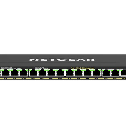 Netgear 16 Port PoE Gigabit Ethernet Plus Switch (GS316EP) - with 16 x PoE+ @ 180W, Desktop/Wall Mount - CCTV Guru