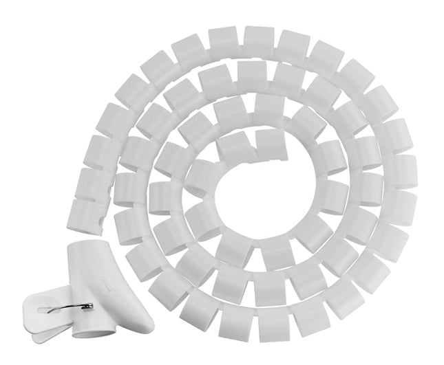 Brateck 30mm/1.2' Diameter Coiled Tube Cable Sleeve Material Polyethylene(PE) Dimensions 1000x30mm - White - CCTV Guru