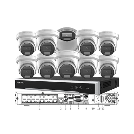 Hikvision 10 Camera 6MP or 8MP AcuSense White CCTV Kit