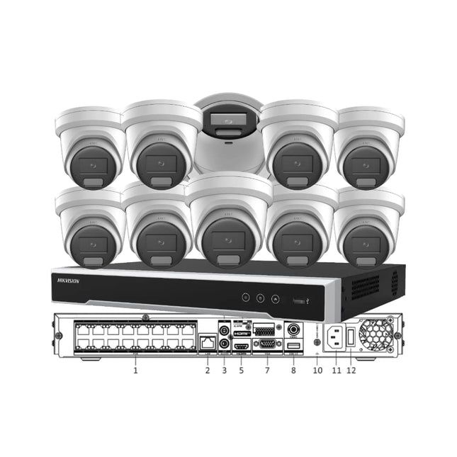 Hikvision 10 Camera 6MP or 8MP AcuSense White CCTV Kit