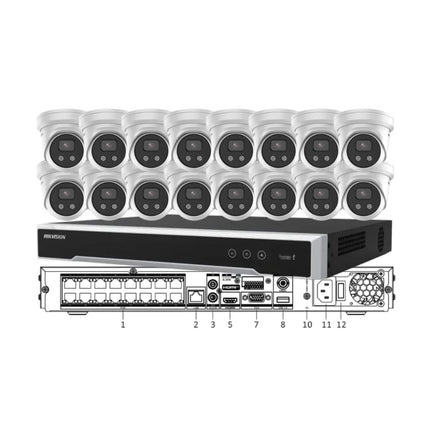 Hikvision 16-camera 8MP 4K AcuSense CCTV kit with 16-channel PoE NVR and 4TB installed