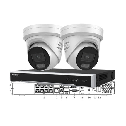 Hikvision 2-camera 6MP ColorVu Live-Guard white CCTV kit with 8-channel NVR