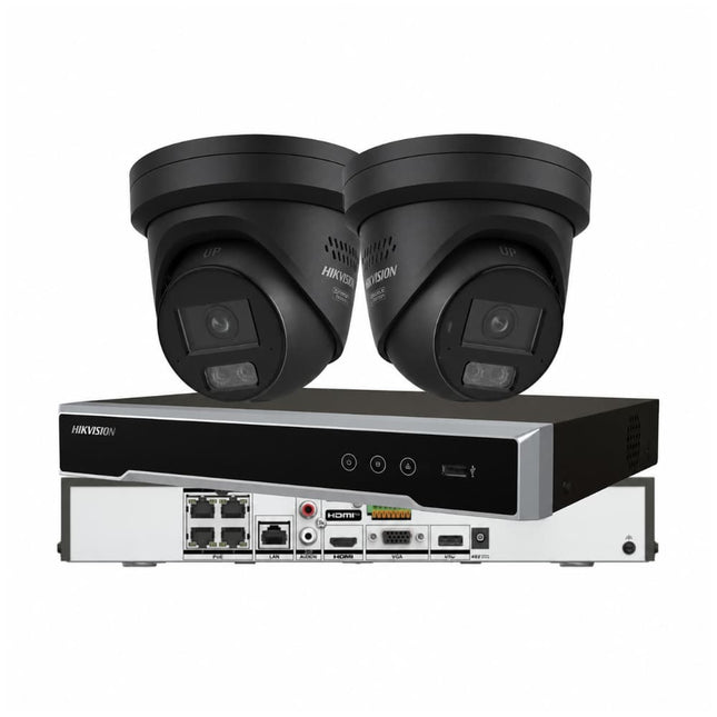 Hikvision 2 camera 8MP ColorVu Live Guard black CCTV kit with 4-channel NVR