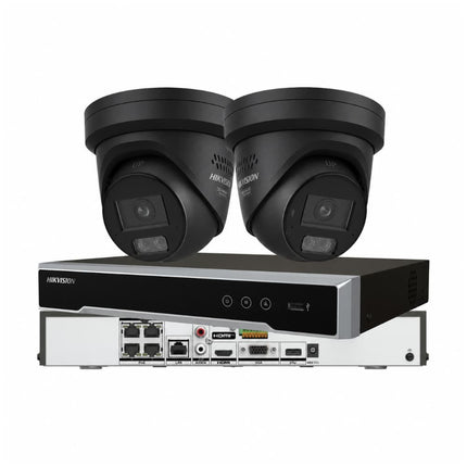 Hikvision 2-camera 6MP ColorVu Live-Guard black CCTV kit with 4-channel NVR