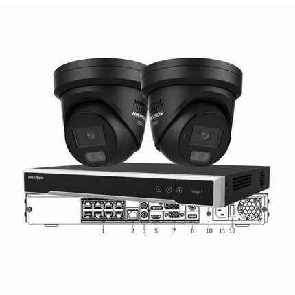 Hikvision 2-camera 6MP ColorVu Live-Guard black CCTV kit with 8-channel NVR