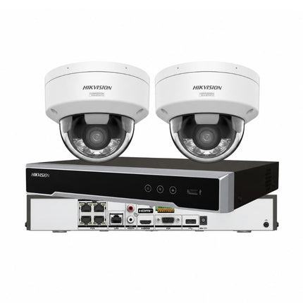 Hikvision 2-camera 8MP ColorVu 3.0 vandal dome CCTV kit with 4CH or 8CH PoE NVR