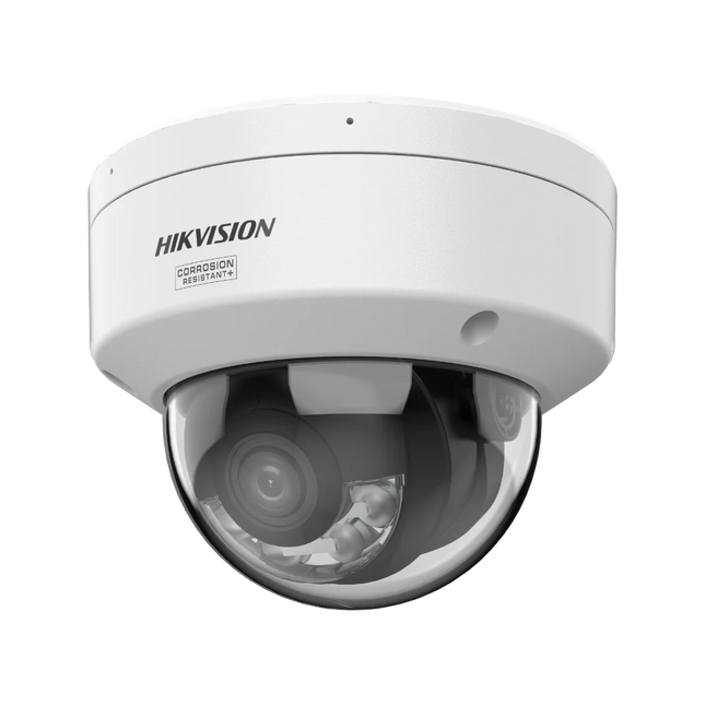 Hikvision DS-2CD2167G3-LIS2UY white dome camera installed outdoor security setup