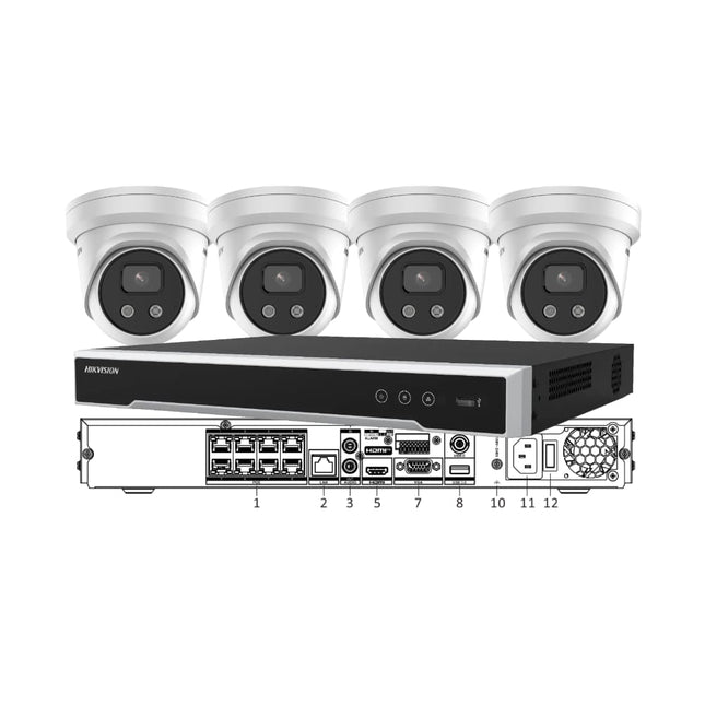 Hikvision 8-Channel 4K CCTV Kit with 4 x 8MP AcuSense Turret Cameras and 8CH 8K NVR