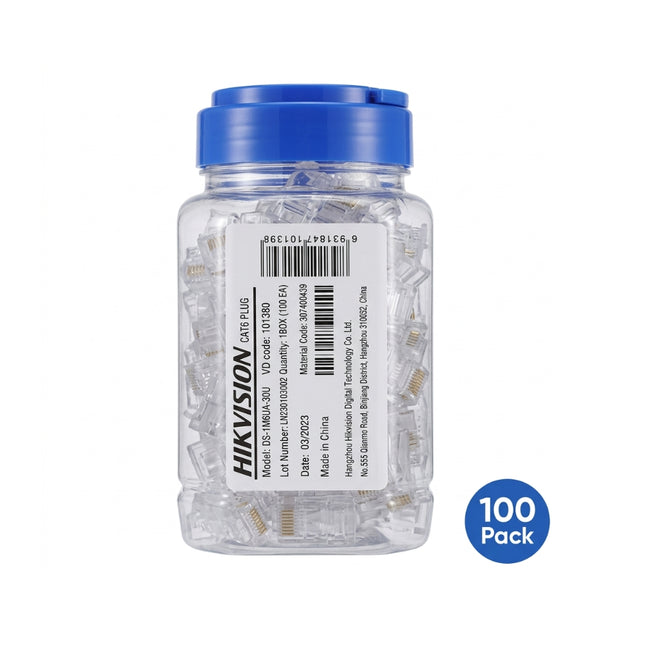 100 pack container of Hikvision unshielded network termination connectors