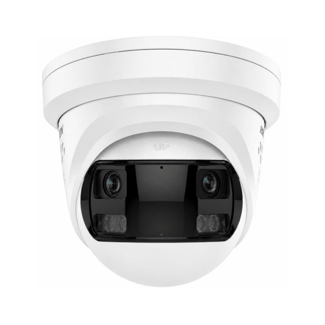 White Hikvision DS-2CD2387G3P-LIS2UY/SL 8MP 180-degree panoramic ColorVu turret camera