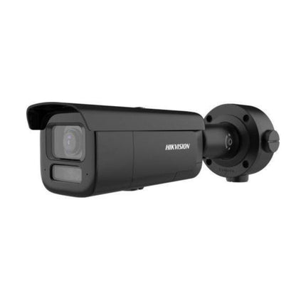 Hikvision DS-2CD3666G2HT-LIZSY Black 6MP Smart Hybrid Light motorized varifocal bullet camera front view.