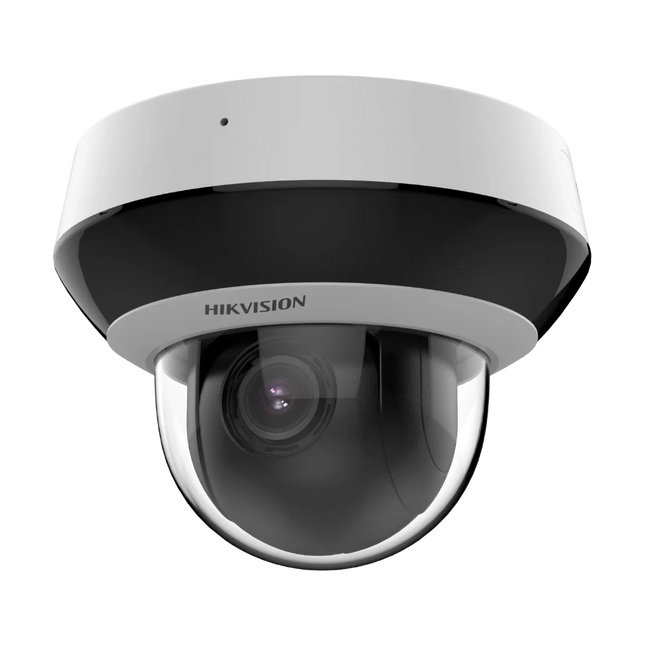 Hikvision Value Series DS-2DE2A404IWG1-E/W Wi-Fi mini PTZ installed on an Australian apartment balcony — compact 560g chassis with integrated 2.4 GHz Wi-Fi and built-in two-way audio, ideal for rental and heritage installs where running Cat 6 isn't practical