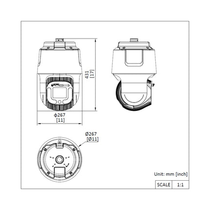 Technical drawing and key spec overview of Hikvision DS‑2DF8C842IXG1‑ELWY
