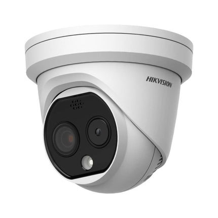 Hikvision DS-2TD1228-3/QA HeatPro thermal and optical bi-spectrum network turret camera front view.