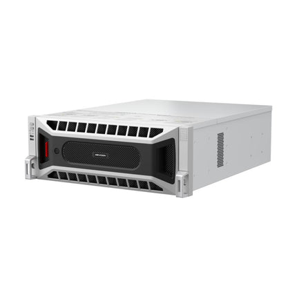 HIKVISION DS-96128NXI-S24R 128-Channel 8K Ultra Series NVR front panel displaying drive bays and status indicators.