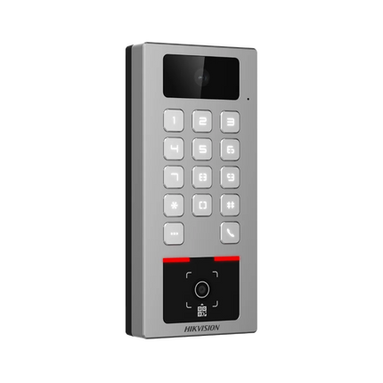 Hikvision DS-K1T502DBWX-CQRE1 access control and intercom terminal with Hik-Connect, PoE, IP65 and IK09 protection