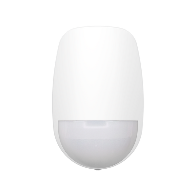 Front view of the Hikvision DS-PDP15P-EG2-WB black wireless PIR motion detector for AX PRO systems.