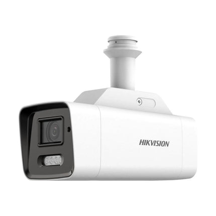 ALT Text: Hikvision solar-powered 4G camera installed outdoors showing IP67 weatherproof build and sturdy pole mount bracket.