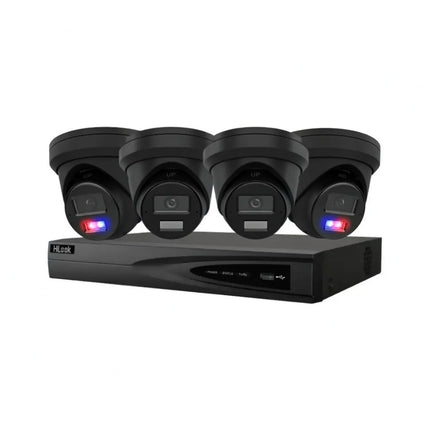 HiLook 6MP 4-Camera Security Kit in Black with Active Deterrence and NVR