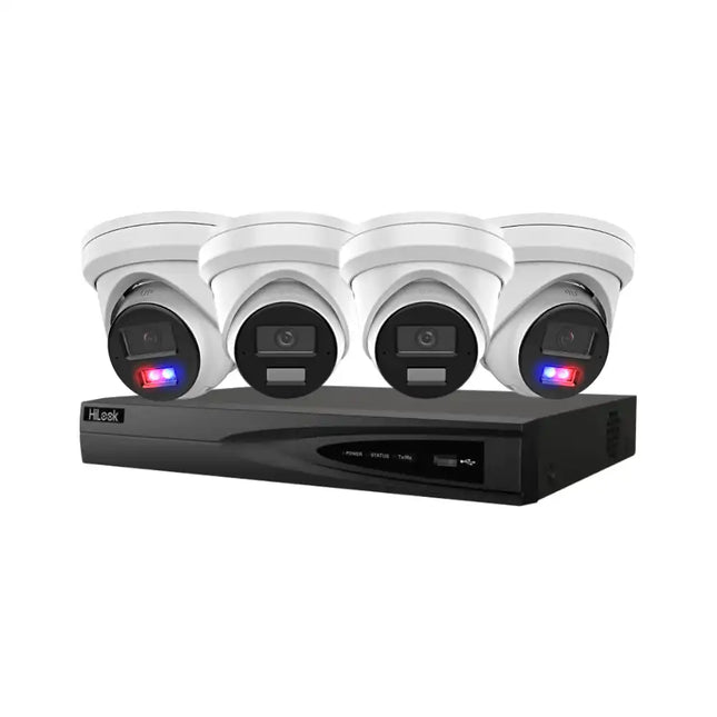 HiLook 8MP 4K Mixed Security Kit with 4 White Turret Cameras and NVR