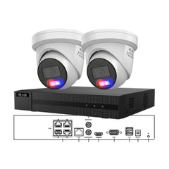 HiLook IPC-T269H-MU/SL 2-camera 6MP ColorVu turret CCTV kit with 4-channel 4K NVR — available in white — CCTV Guru Australia