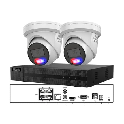HiLook IPC-T269H-MU/SL 2-camera 6MP ColorVu turret CCTV kit with 4-channel 4K NVR — available in white — CCTV Guru Australia