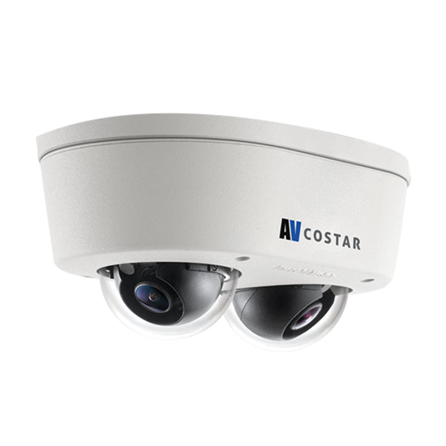 IDIS AV10956DN-28 MicroDome Duo 10MP dual-sensor multi-directional IP network security camera showing its low-profile form factor.