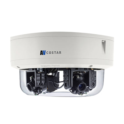 IDIS AV20576RS ConteraIP Omni LX RS 20MP multi-sensor panoramic IP network dome camera featuring four remote-adjustable motorized gimbals.