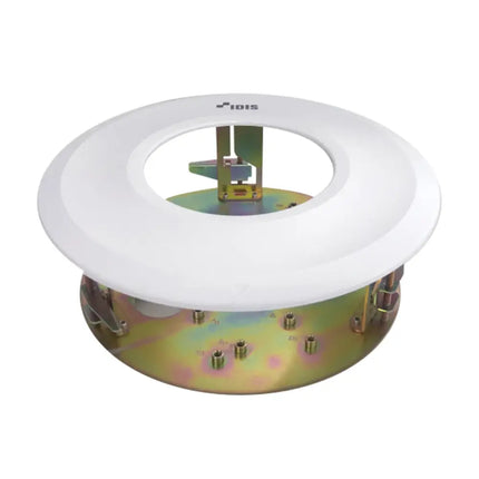 IDIS DA-FM1500 architectural ceiling flush mount in matte white, designed for low-profile indoor dome camera installations.