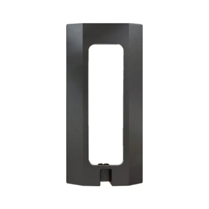 Front profile of the IDIS DA-FM2100 titanium intercom flush mount housing, highlighting its architectural metallic finish and low-profile recessed design.