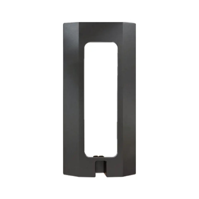 Front profile of the IDIS DA-FM2100 titanium intercom flush mount housing, highlighting its architectural metallic finish and low-profile recessed design.
