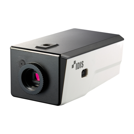 IDIS DC-B4501X-A 5MP professional network box camera front view showing C/CS lens mount interface.