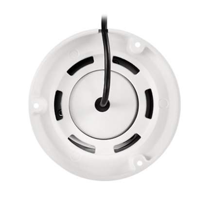 Rear mounting view of IDIS DC-D2511WER-V2 5MP IR dome camera showing PoE cable entry, screw mounting points and ventilation slots for ceiling or wall install